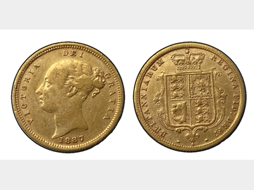 1887 YOUNG HEAD SYDNEY MINT GOLD HALF SOVEREIGN