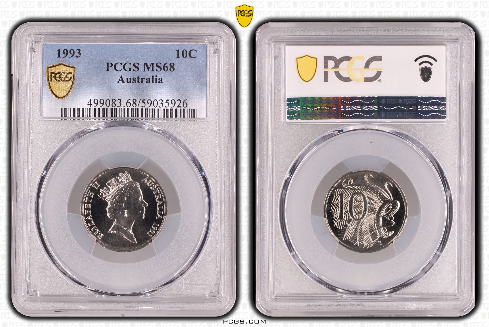 Ten Cent, 1993, PCGS MS68