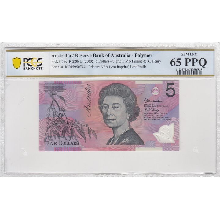 Macfarlane/Henry, Five Dollars, 2005, PCGS 65 PPQ