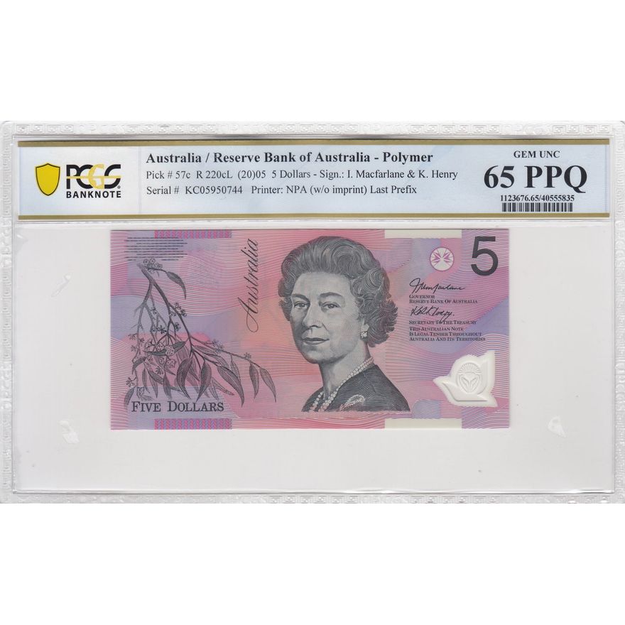 Macfarlane/Henry, Five Dollars, 2005, PCGS 65 PPQ
