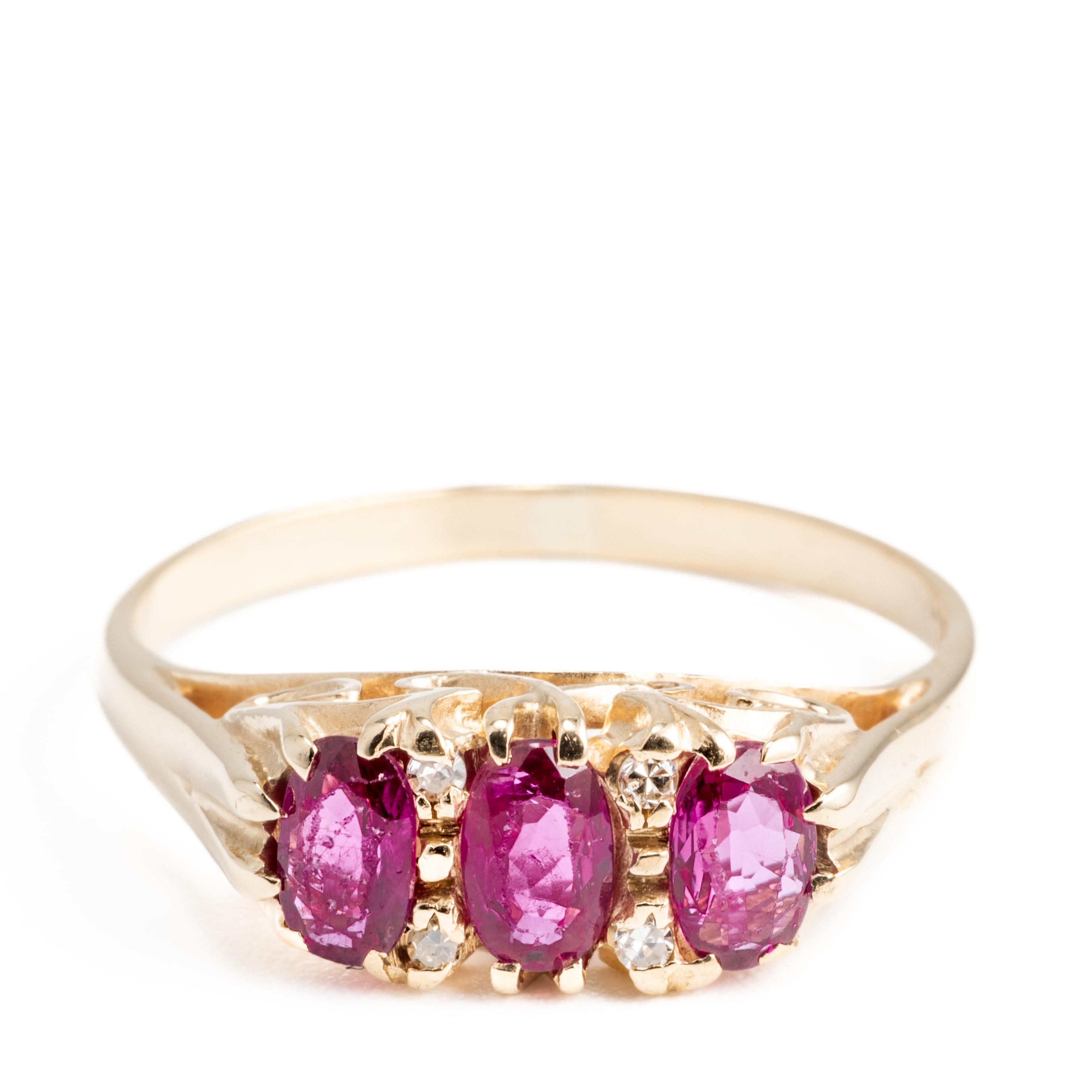 217 · Ruby & Diamond Vintage 9ct Gold Ring