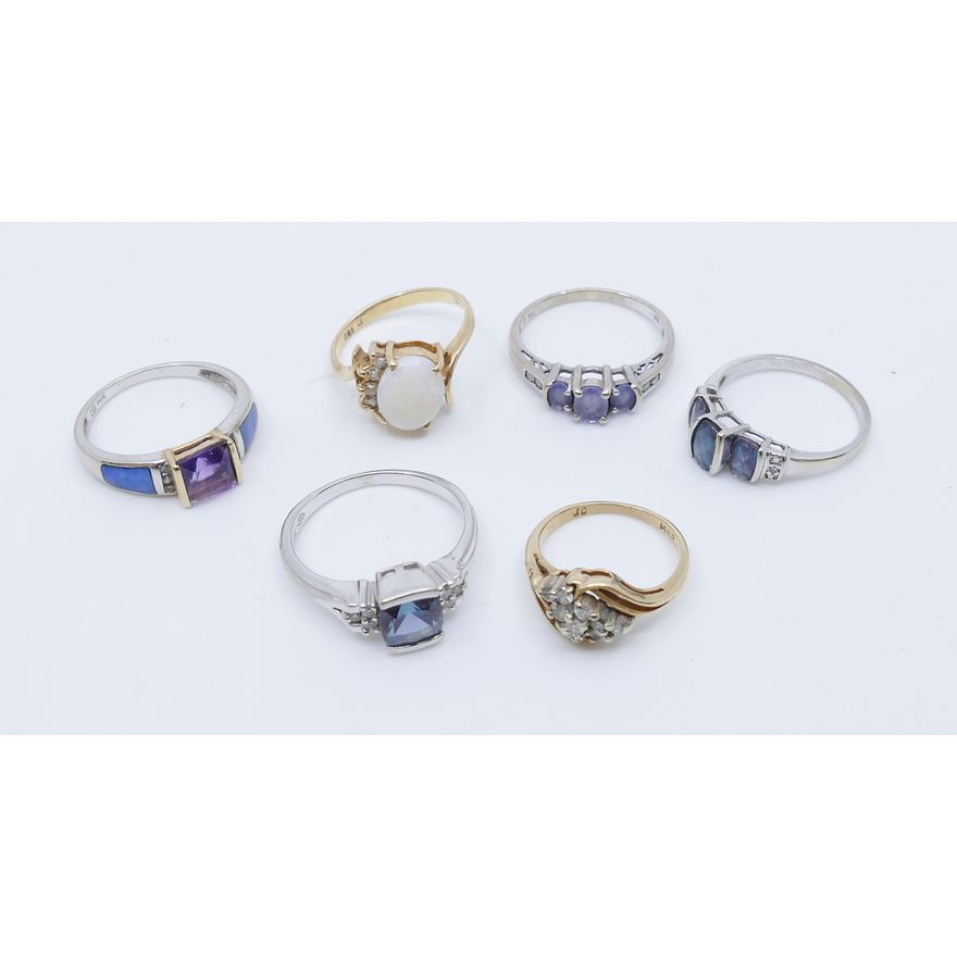 6pc Gold Rings. Includes 5pc 14K and 1pc 10K.