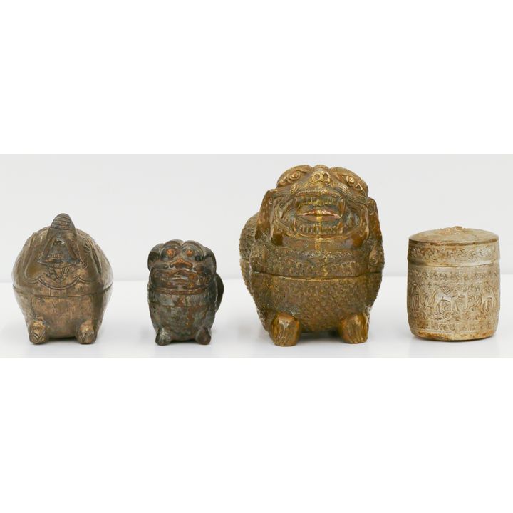 Box 4pc Burmese Repousse Metal Animal Boxes 3'' to 7''