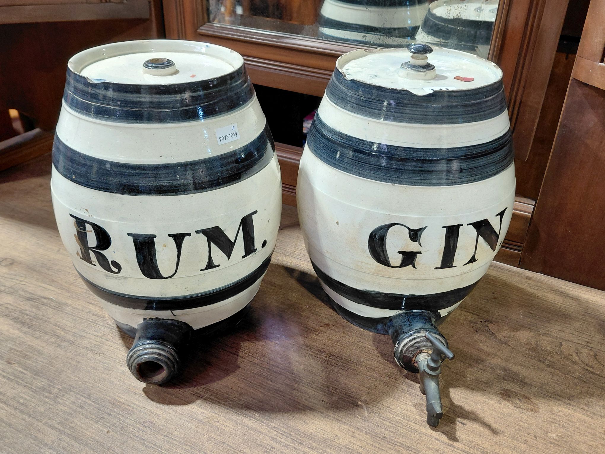 Rum And Gin Antique Barrels With 'Bada' Label