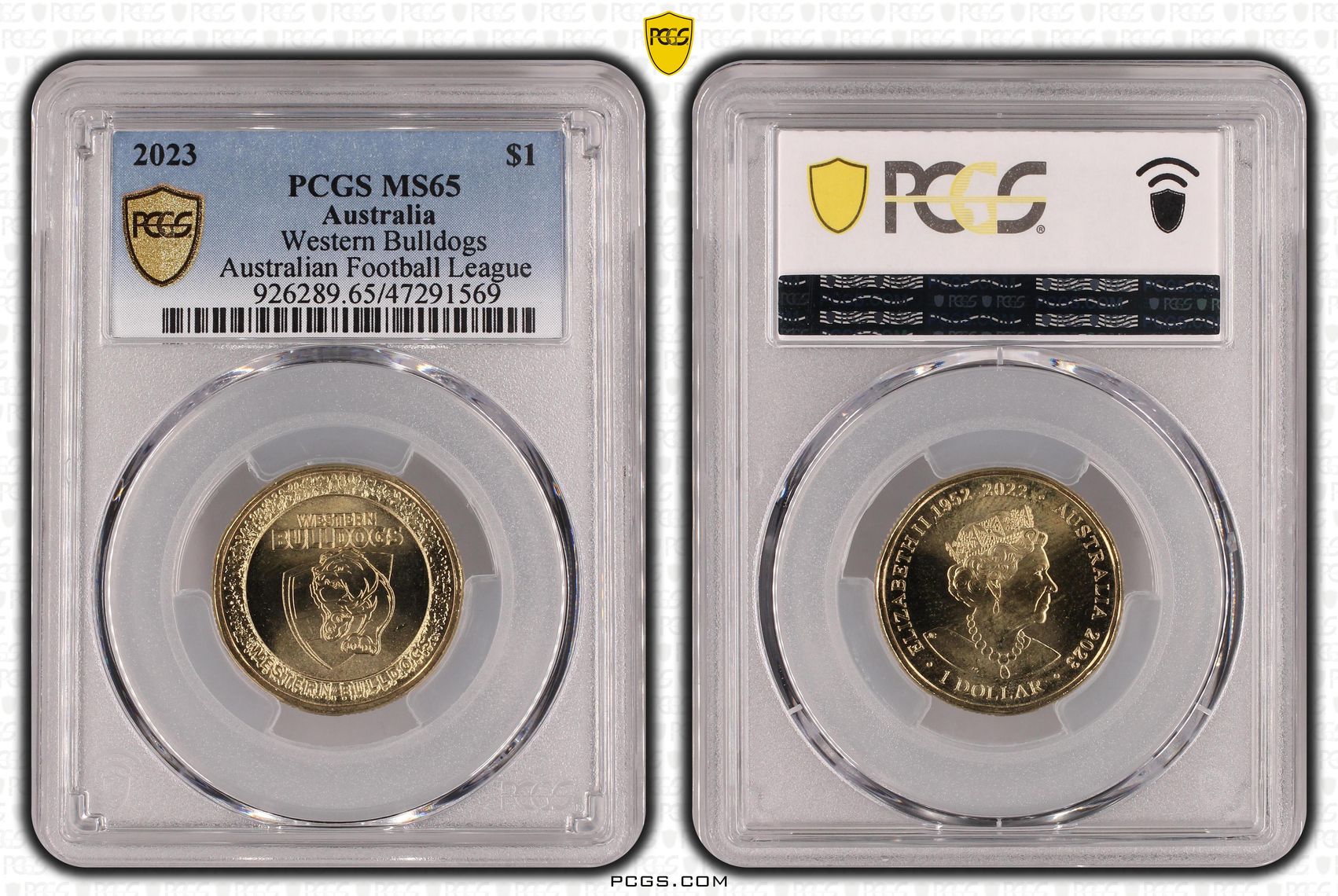 AFL - Western Bulldogs, One Dollar, 2023, PCGS MS 65