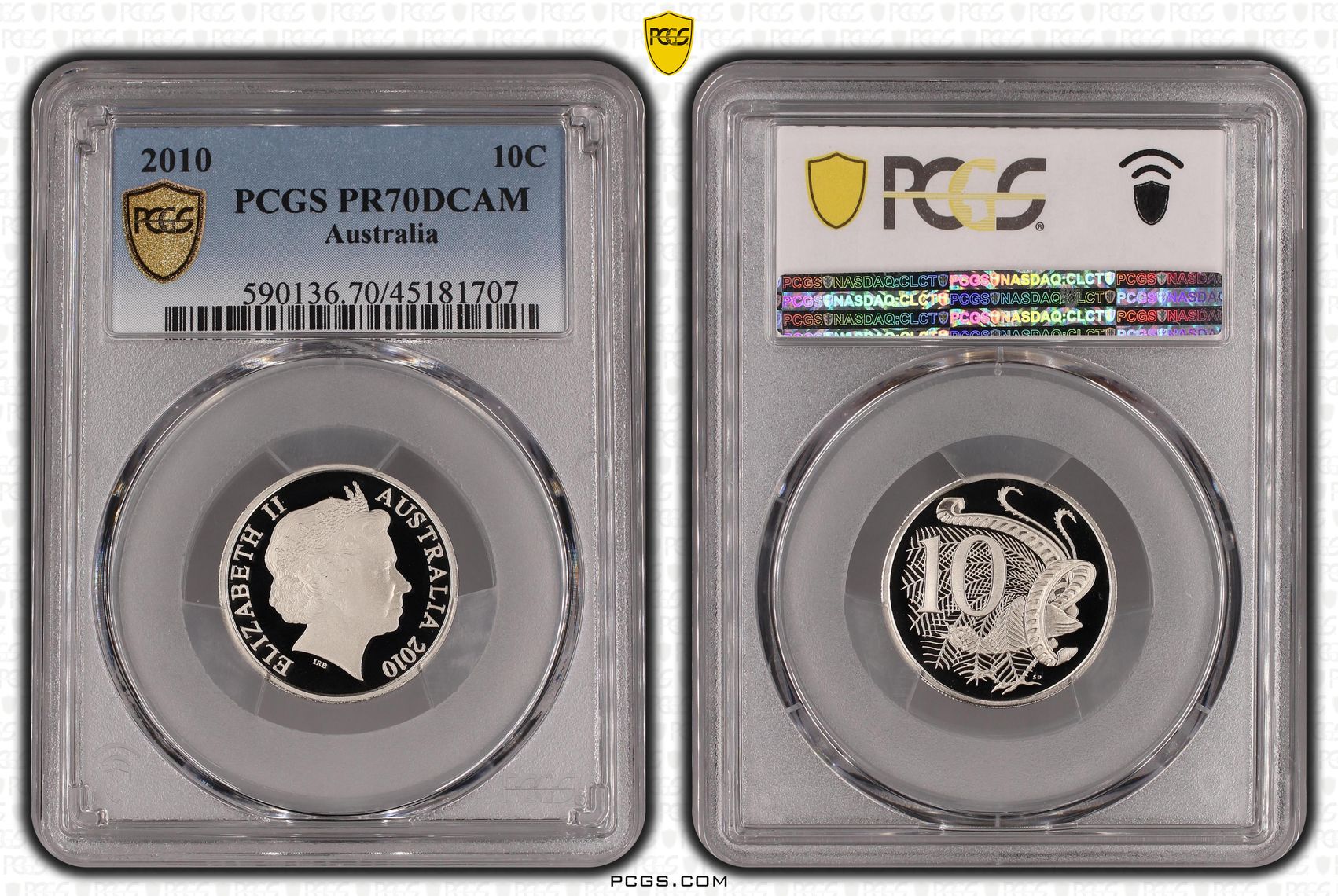 2010 Australia Ten Cent, 10c PCGS - PR70DCAM POP 34/0 -707