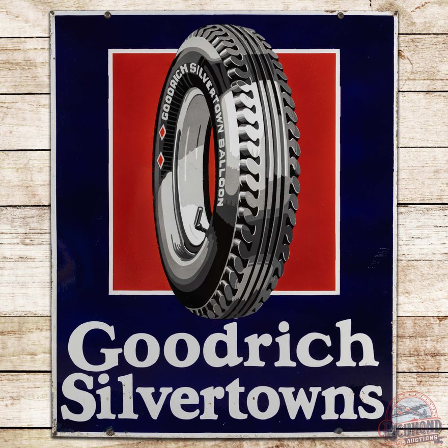 Goodrich Silvertowns DS Porcelain Sign w/ Balloon Tire