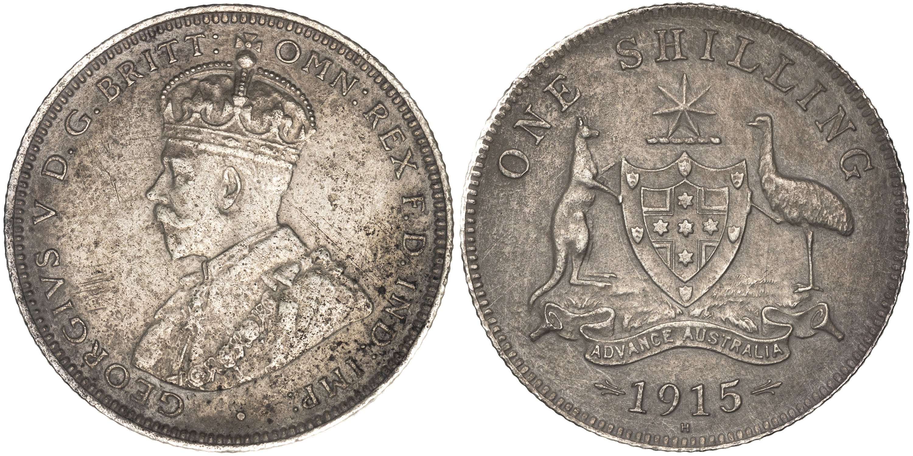 George V, Shilling, 1915-H, aUNC