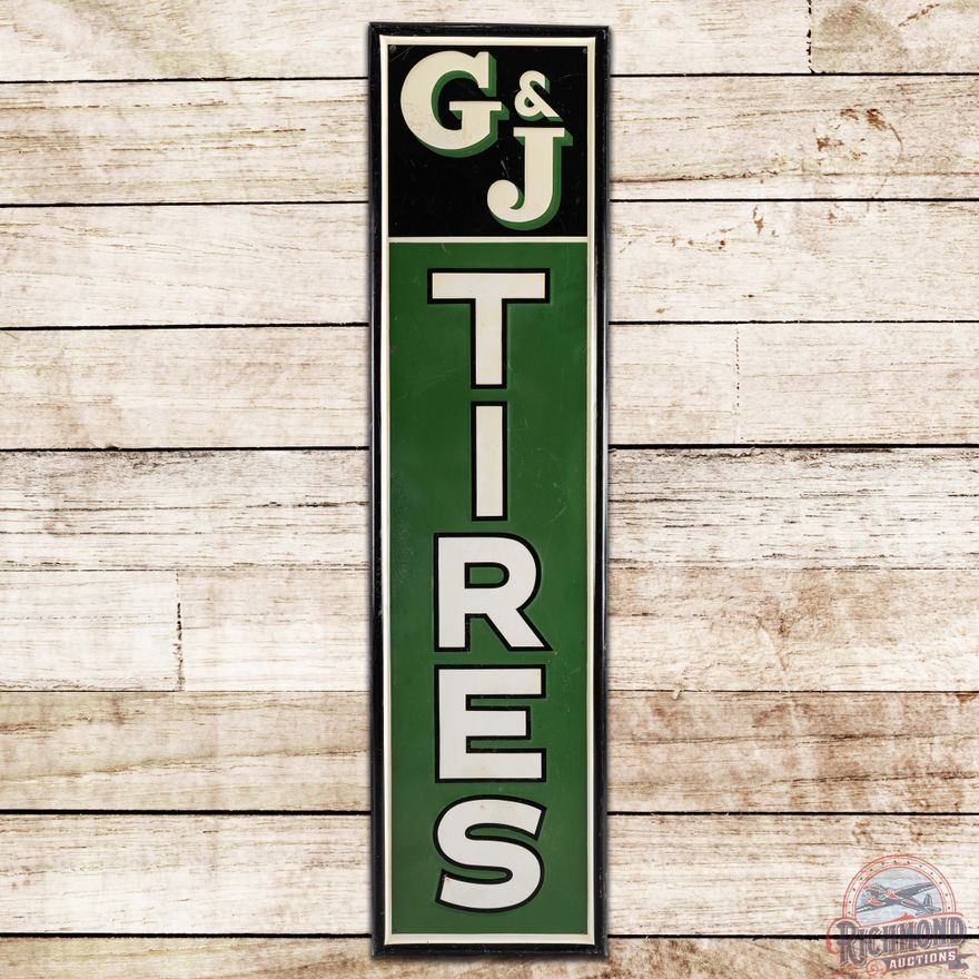 G&J Tires Embossed Vertical 6' SS Tin Sign