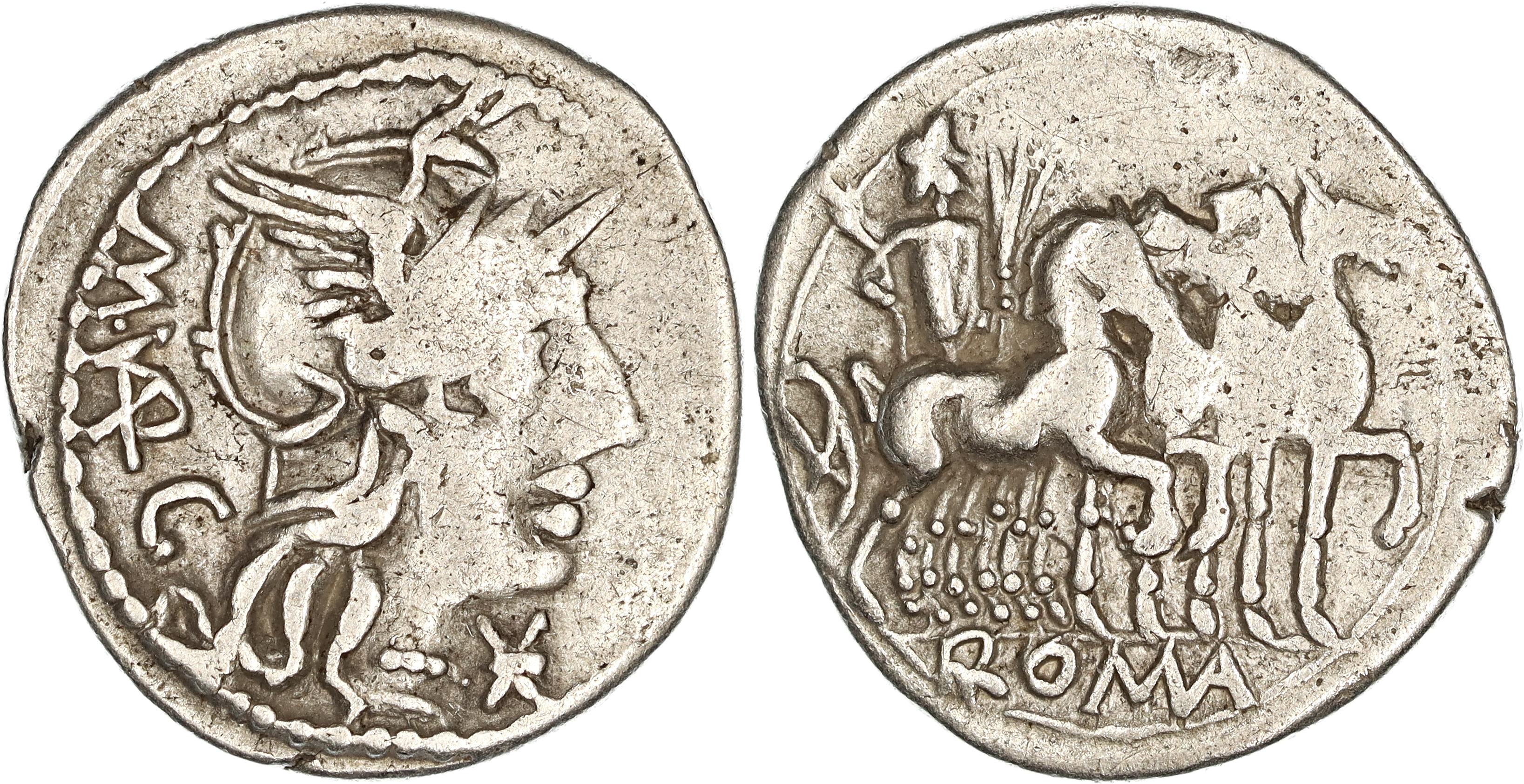 Roman Republic, M. Vargunteius, Silver Denarius, 130 BC, gF