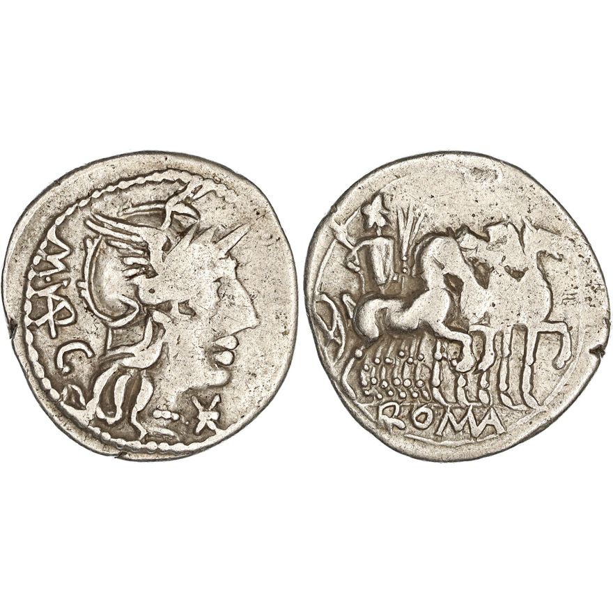 Roman Republic, M. Vargunteius, Silver Denarius, 130 BC,  gF