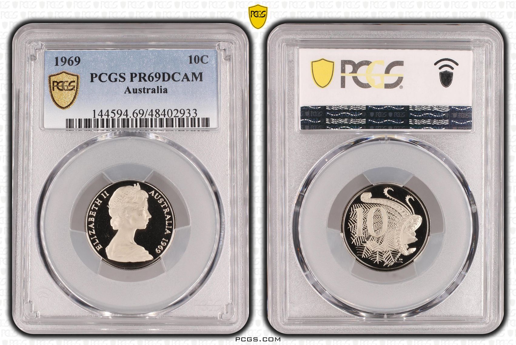Elizabeth II, Ten Cent, 1969, PCGS PR69DCAM
