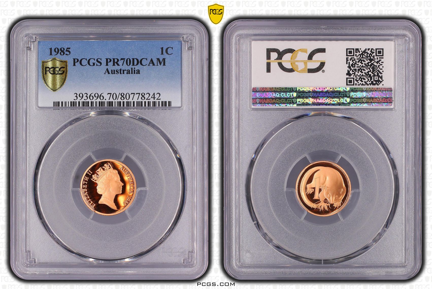 Top pop, One Cent, 1985, PCGS PR70DCAM