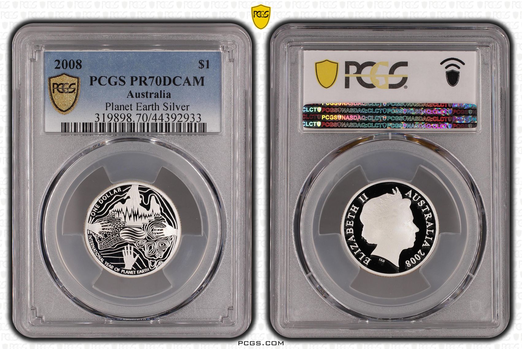 2008 Australia One Dollar, $1 Silver Planet Earth Silver PCGS - PR70DCAM POP 5/0 -933