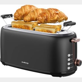 4 SLICE TOASTER, LONG SLOT TOASTER WITH WARMING RACK, 6 SHADE SETTINGS,BAGEL/DEFROST/REHEAT/CANCEL, 1.5" EXTRA WIDE SLOTS TOASTER