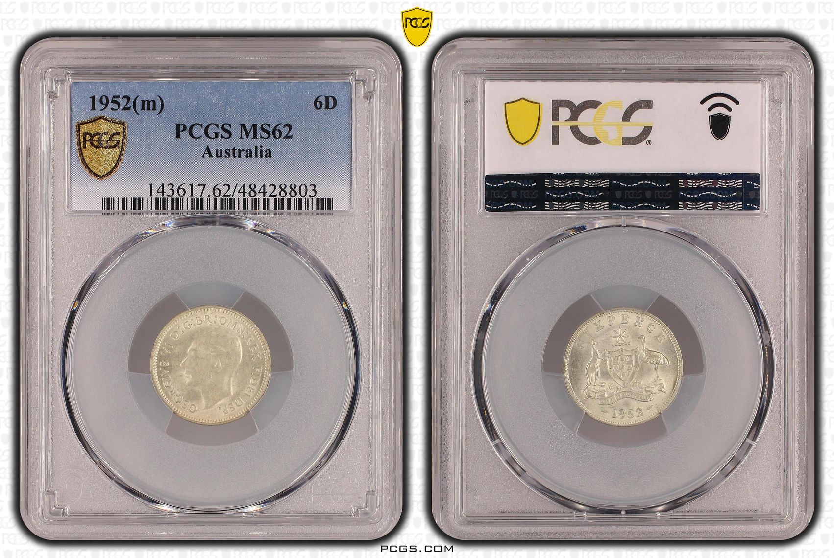 Sixpence, 1952(m), PCGS MS 62