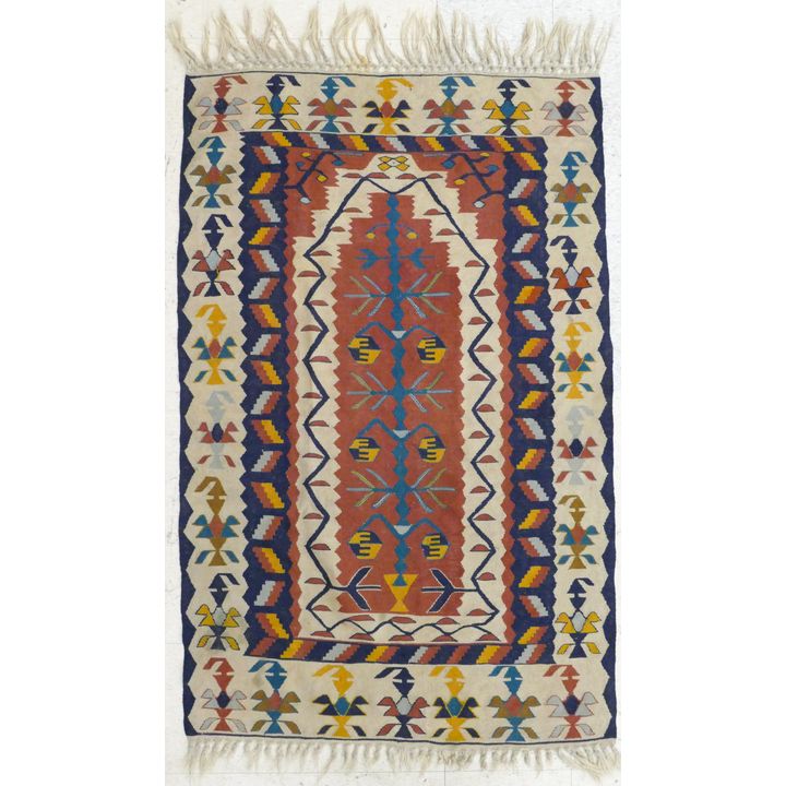 Semi Antique Turkish Kilim Prayer Rug