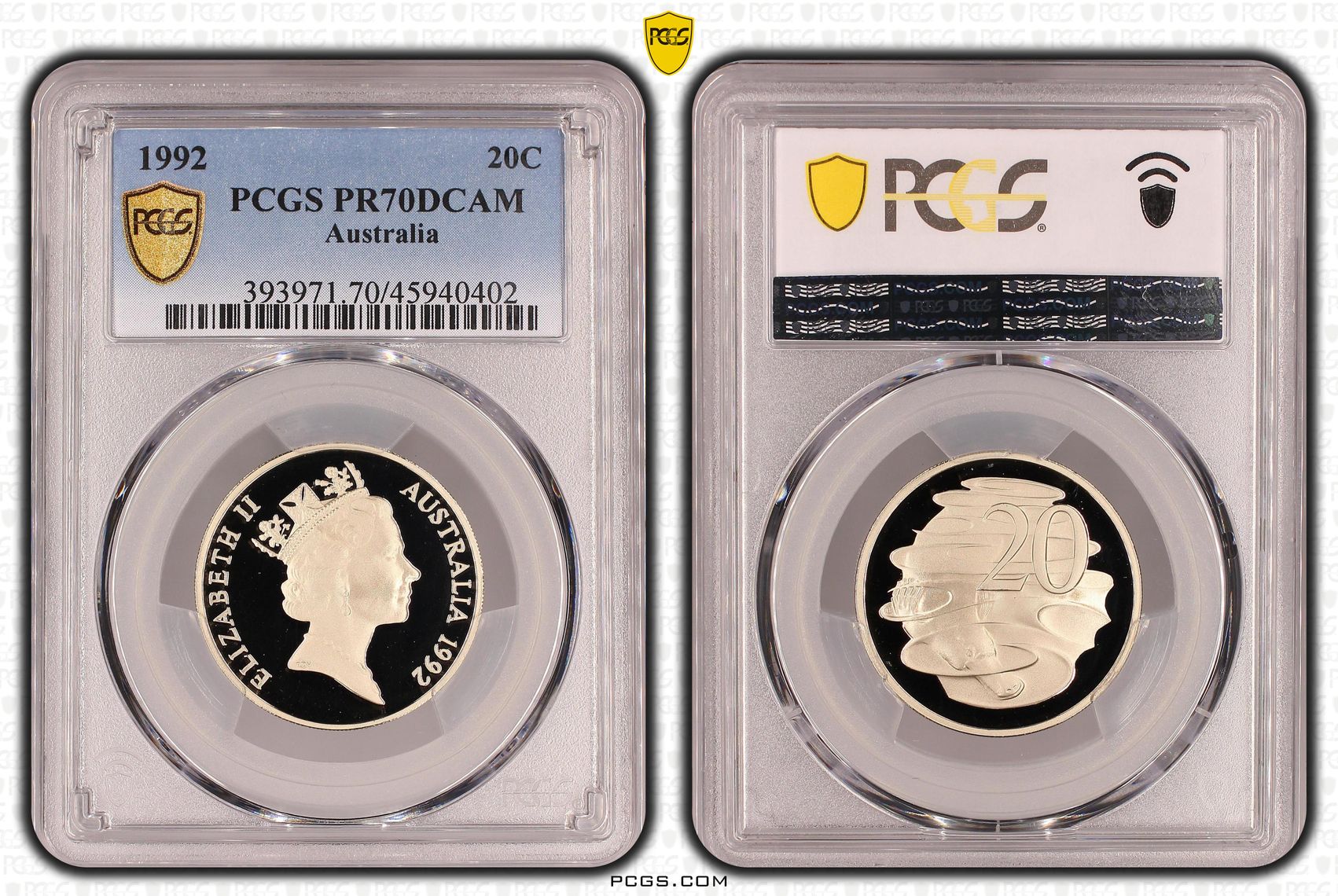 Twenty Cent, 1992, PCGS PR70DCAM
