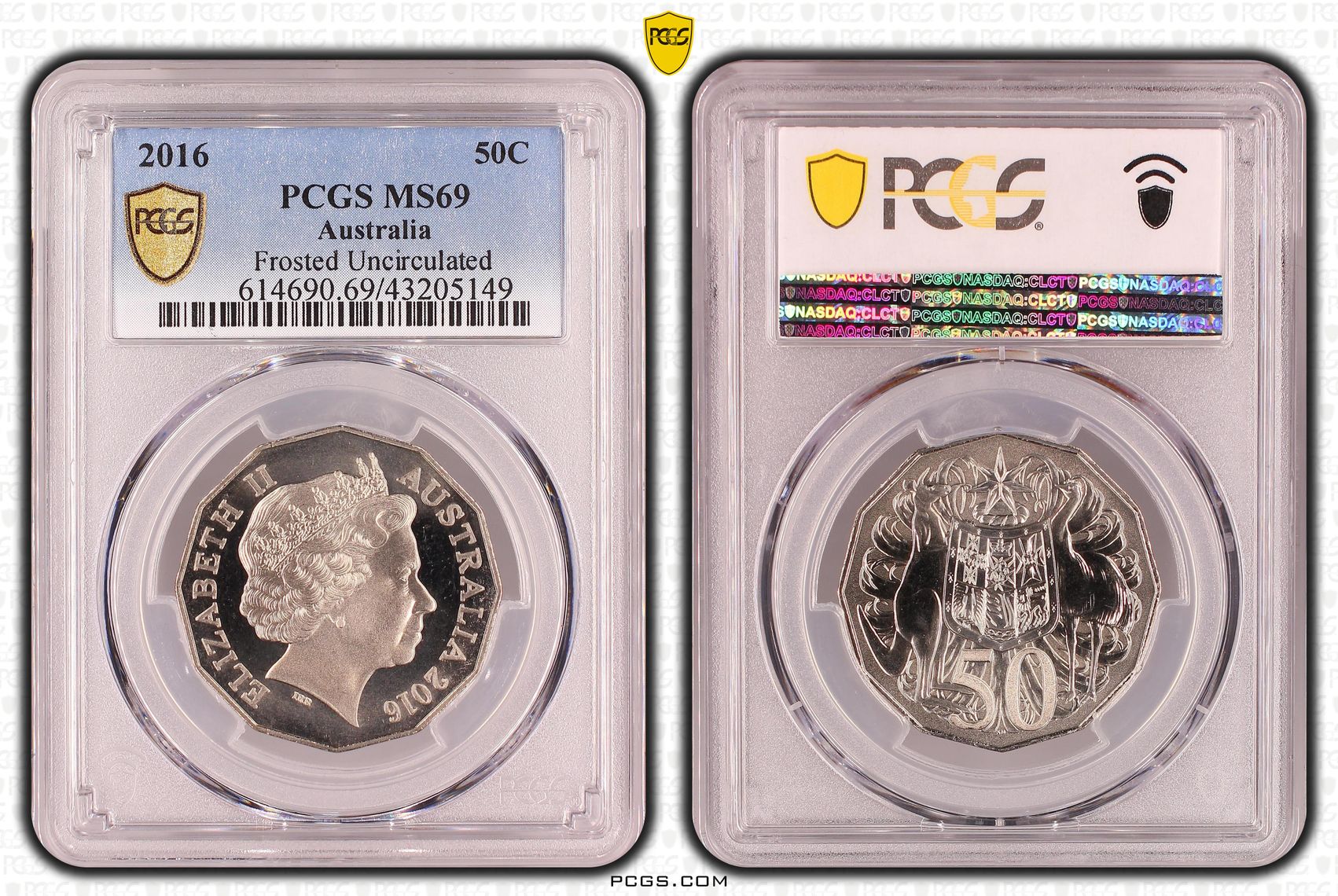 2016 Australia Fifty Cent, 50c Frosted Uncirculated PCGS - MS69 -149