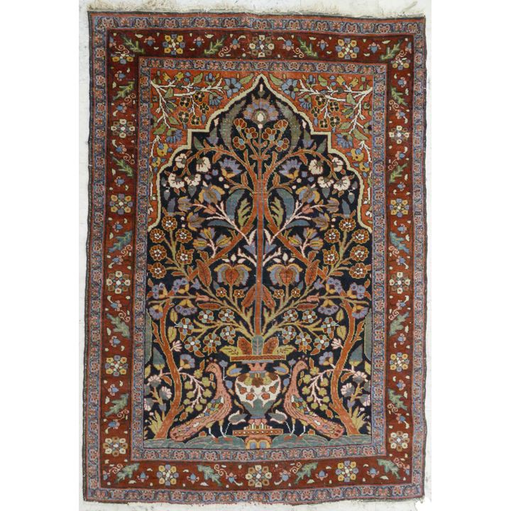 Semi Antique Persian Hamadan Prayer  Rug