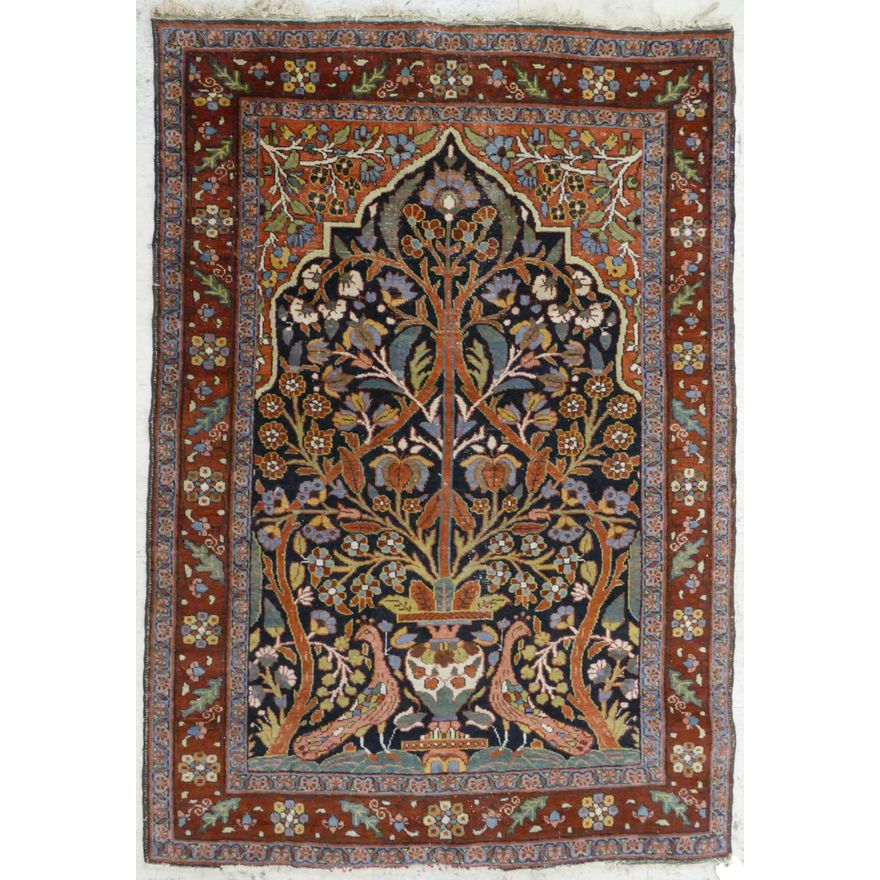Semi Antique Persian Hamadan Prayer  Rug