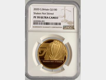 2020 SHAKEN NOT STIRRED JAMES BOND 1oz 100 POUND GOLD PROOF PF70 ULTRA CAMEO TOP POP!