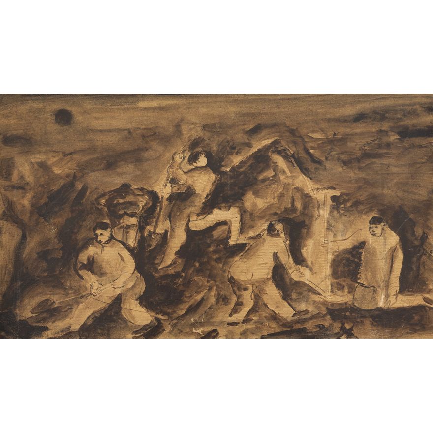 James Martin ''Untitled'' (Workers) 1965 Tempera