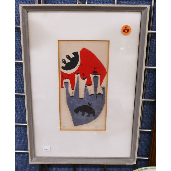 Oton Pastruznik (Croatian) Abstract Modernist Small Painting Framed- 14x10'' (1355)