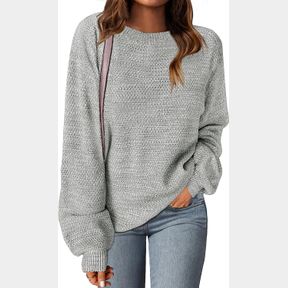 LEANI WOMEN'S 2024 BALLOON LONG SLEEVE PULLOVER SWEATERS FALL CREW NECK CASUAL KNIT CHUNKY JUMPER TOPS SZ XL