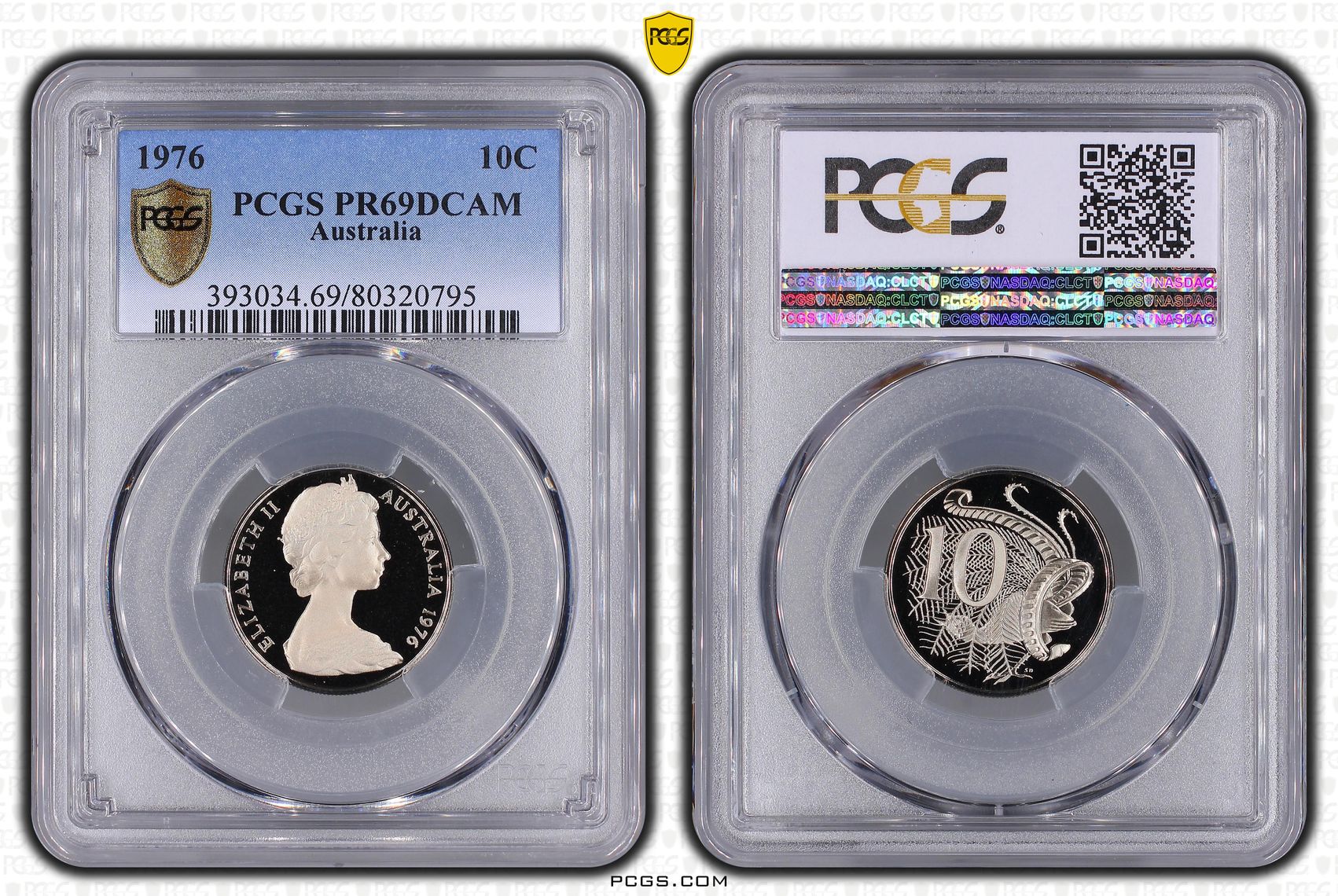 Elizabeth II, Ten Cent, 1976, PCGS PR69DCAM