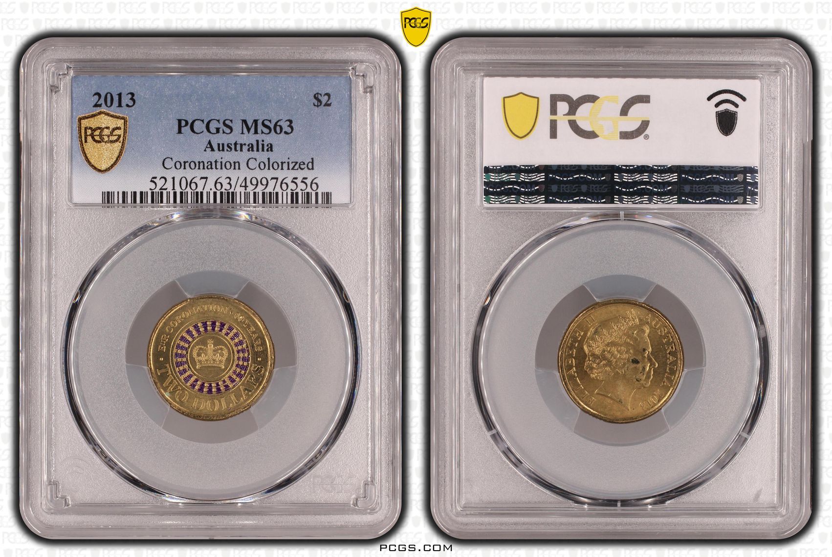 Coronation Colourised, Two Dollar, 2013, PCGS MS63