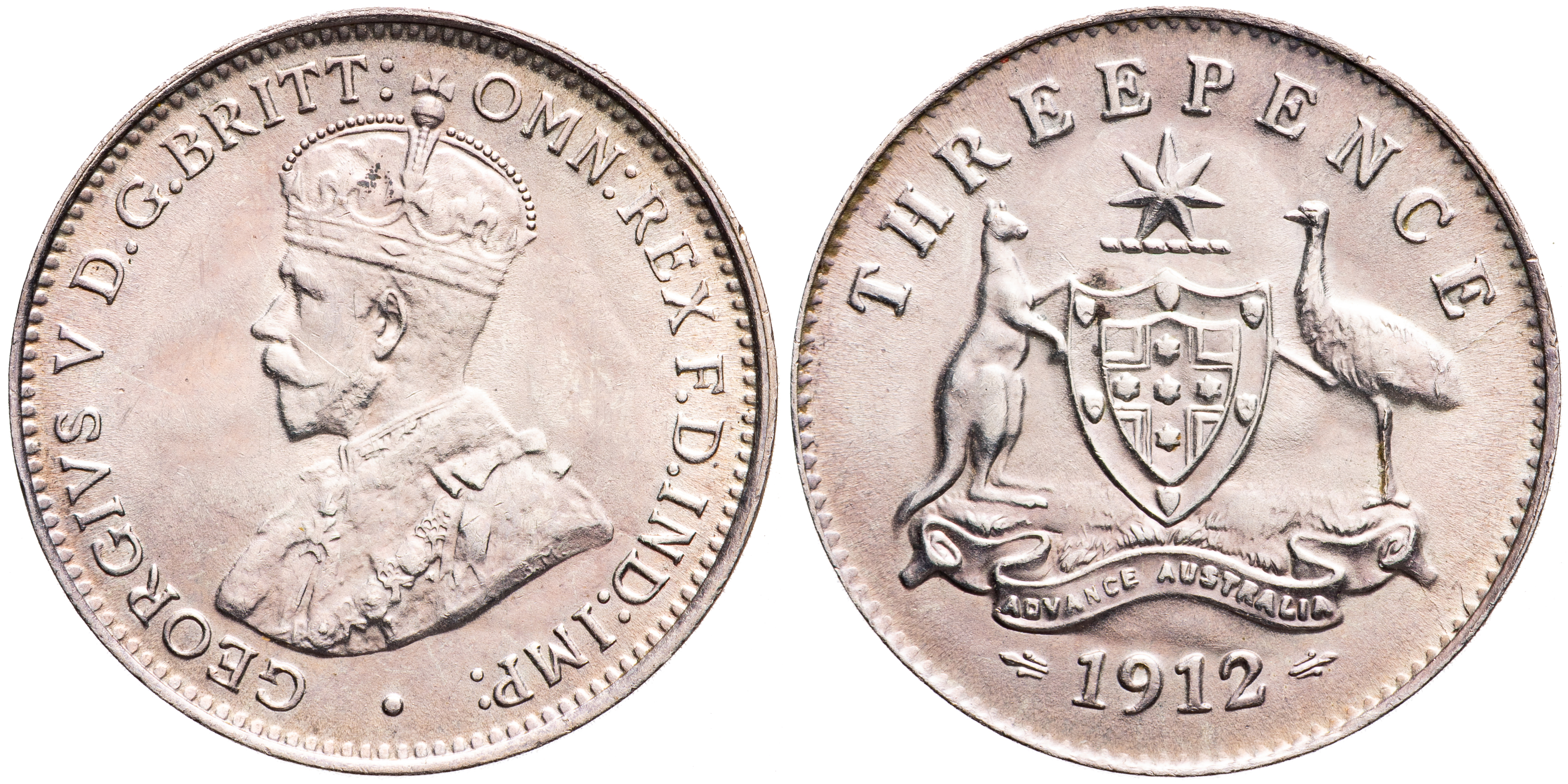 George V, Threepence, 1912, aUNC