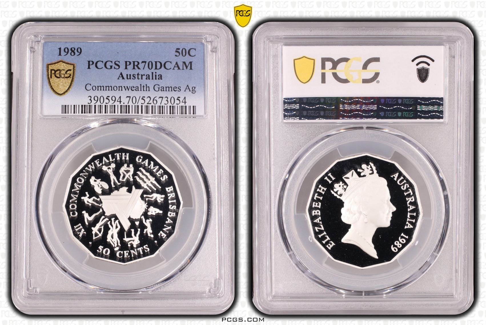 Commonwealth Games Silver, Fifty Cent, 1989, PCGS PR70DCAM