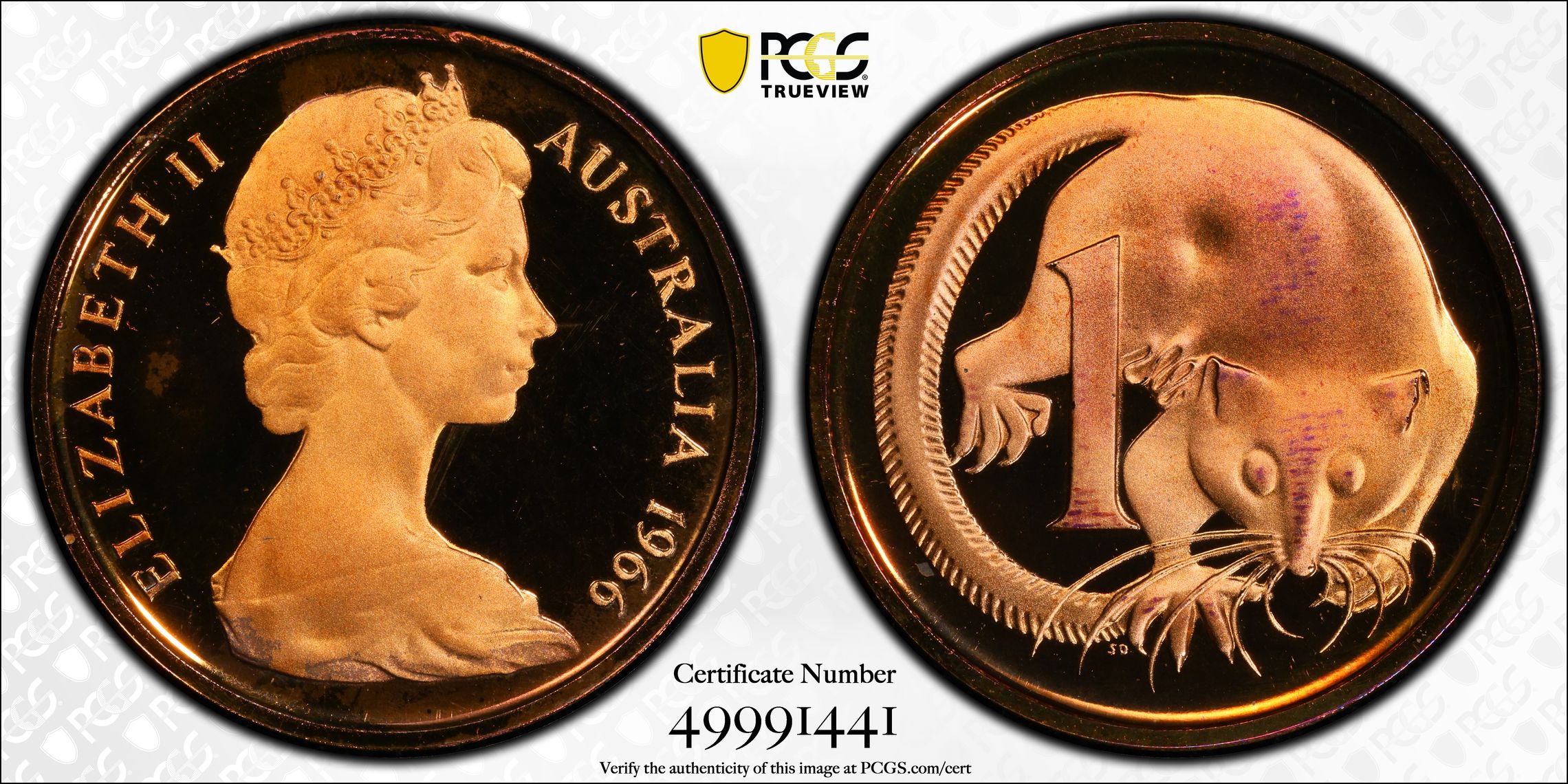 Elizabeth II, , One Cent, 1966, PCGS PR68DCAM
