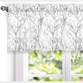 DRIFTAWAY TREE BRANCH LINED VALANCE DOUBLE LAYER BLACKOUT THERMAL INSULATED ABSTRACT INK PRINTING WINDOW CURTAIN VALANCE ROD POCKE