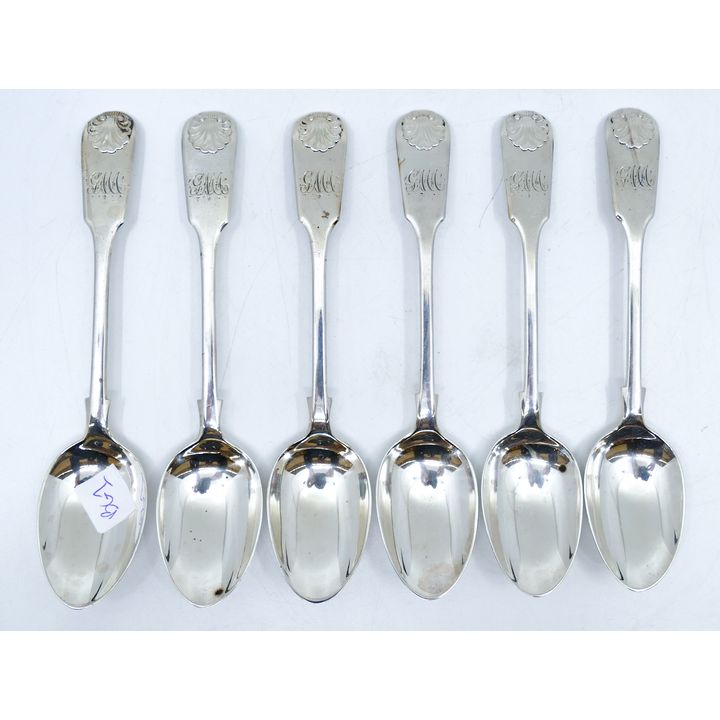 Set 6 Victorian Sterling Shell Spoons 5.5'' - 127 Grams TW