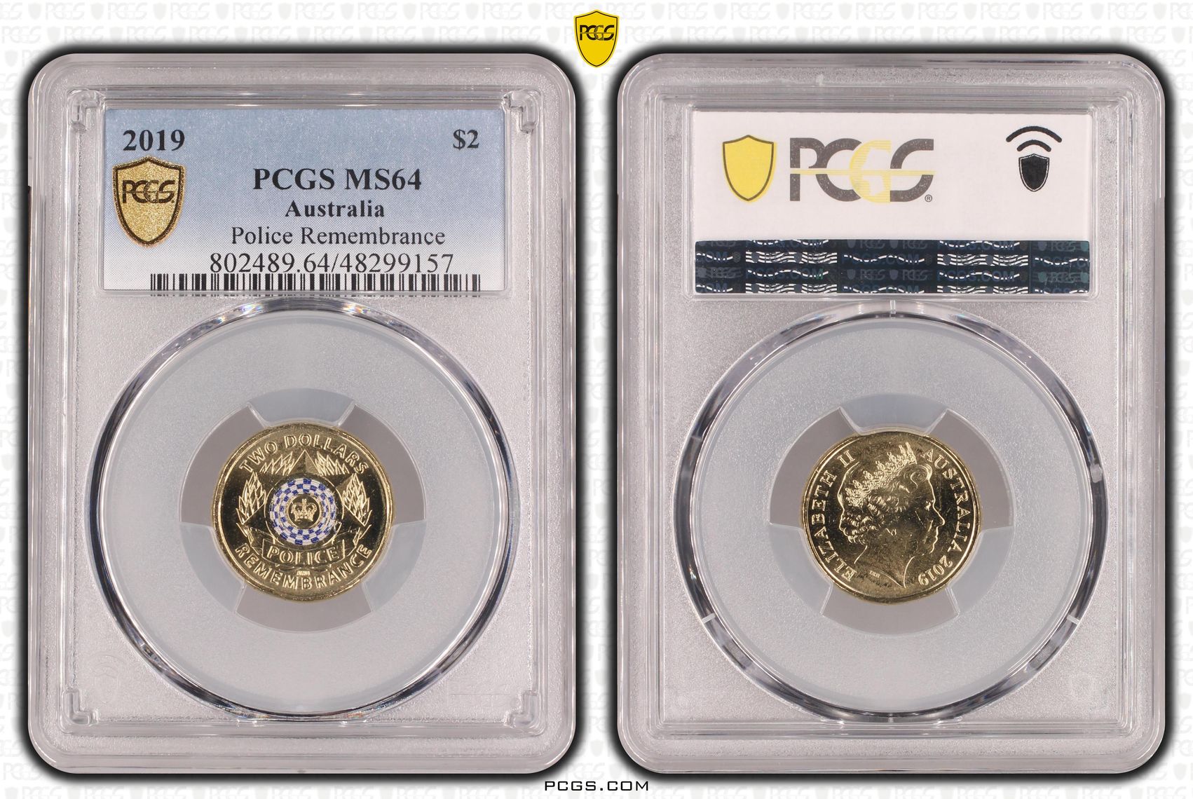 Police Remembrance Colourised, Two Dollar, 2019, PCGS MS64