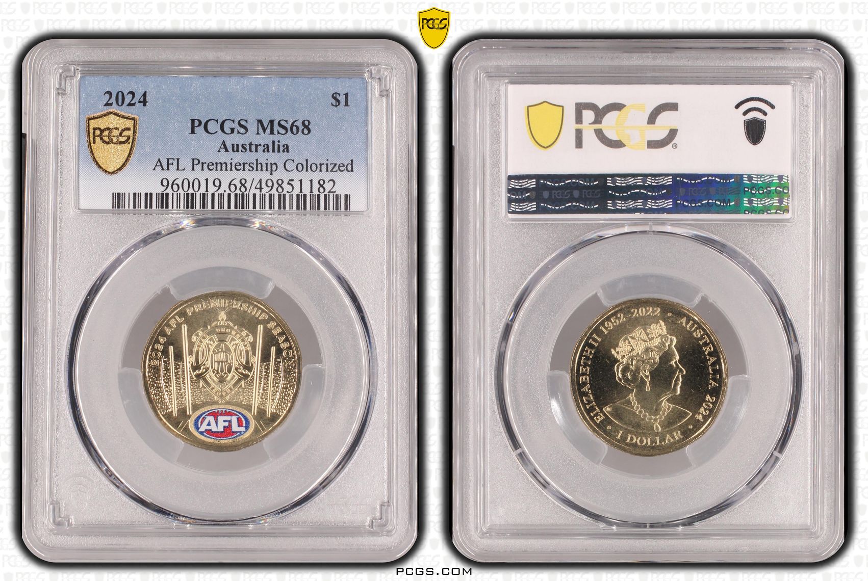 AFL Premiership Colorized POP 2/0, One Dollar, 2024, PCGS MS68