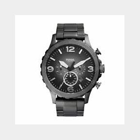 Fossil - Men's Nate Smoke Round Stainless Steel Watch - JR1437- Bar 4051432846649| 51747/6062 HV