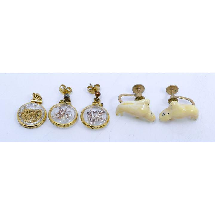 Box Alaskan Earrings & Gold Dust Pendant