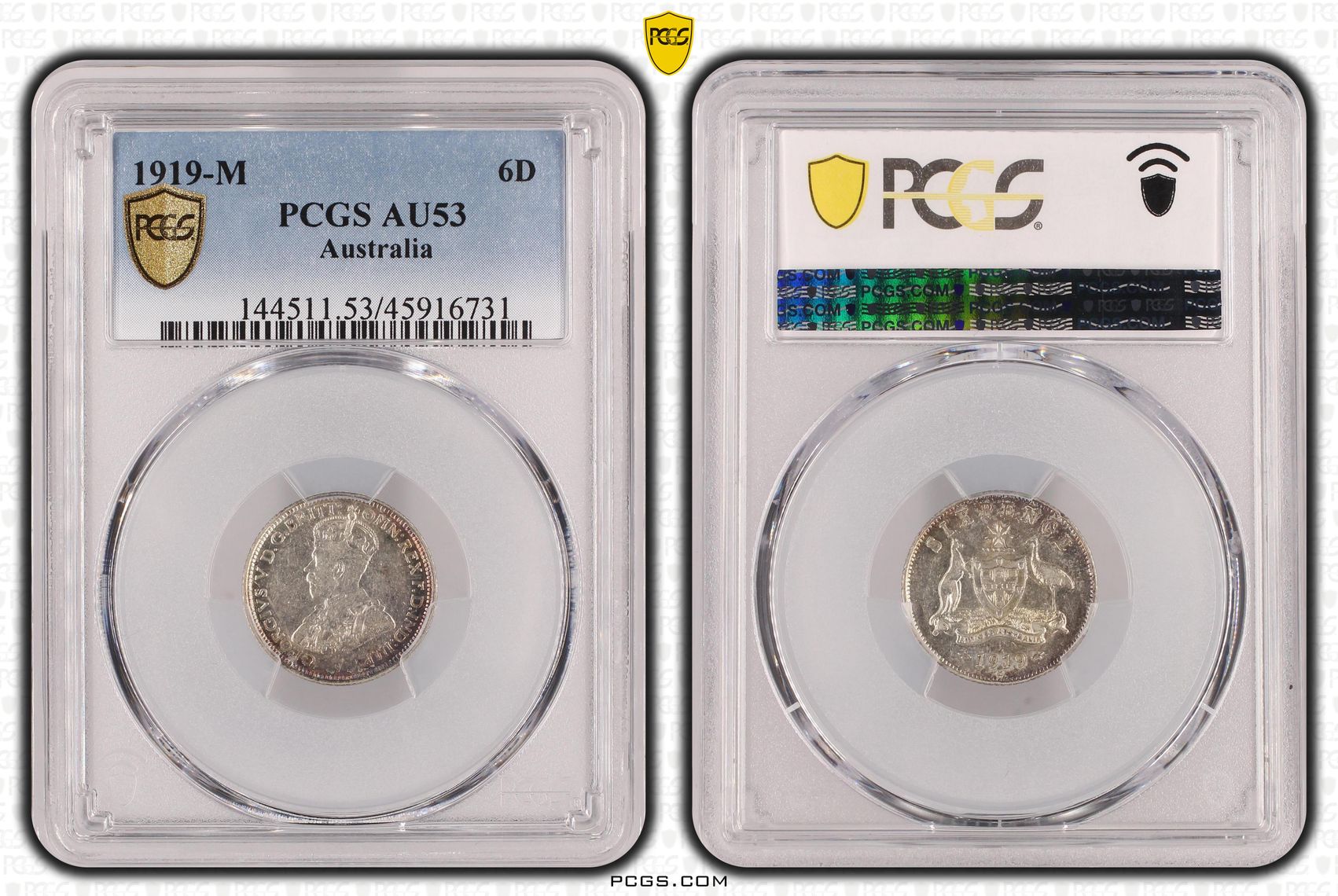1919-M Australia Sixpence PCGS - AU53 -731