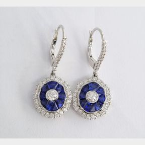 STUNNING 3.98CT SAPPHIRES & .810CTS DIAMONDS COLOUR H/I CLARITY VS/SI IN 18CT WHITE GOLD EARRINGS - 51620/208