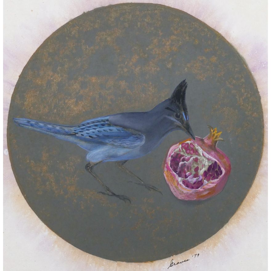 Morris Graves ''Hen Blue Jay with Pomegranate'' 1979