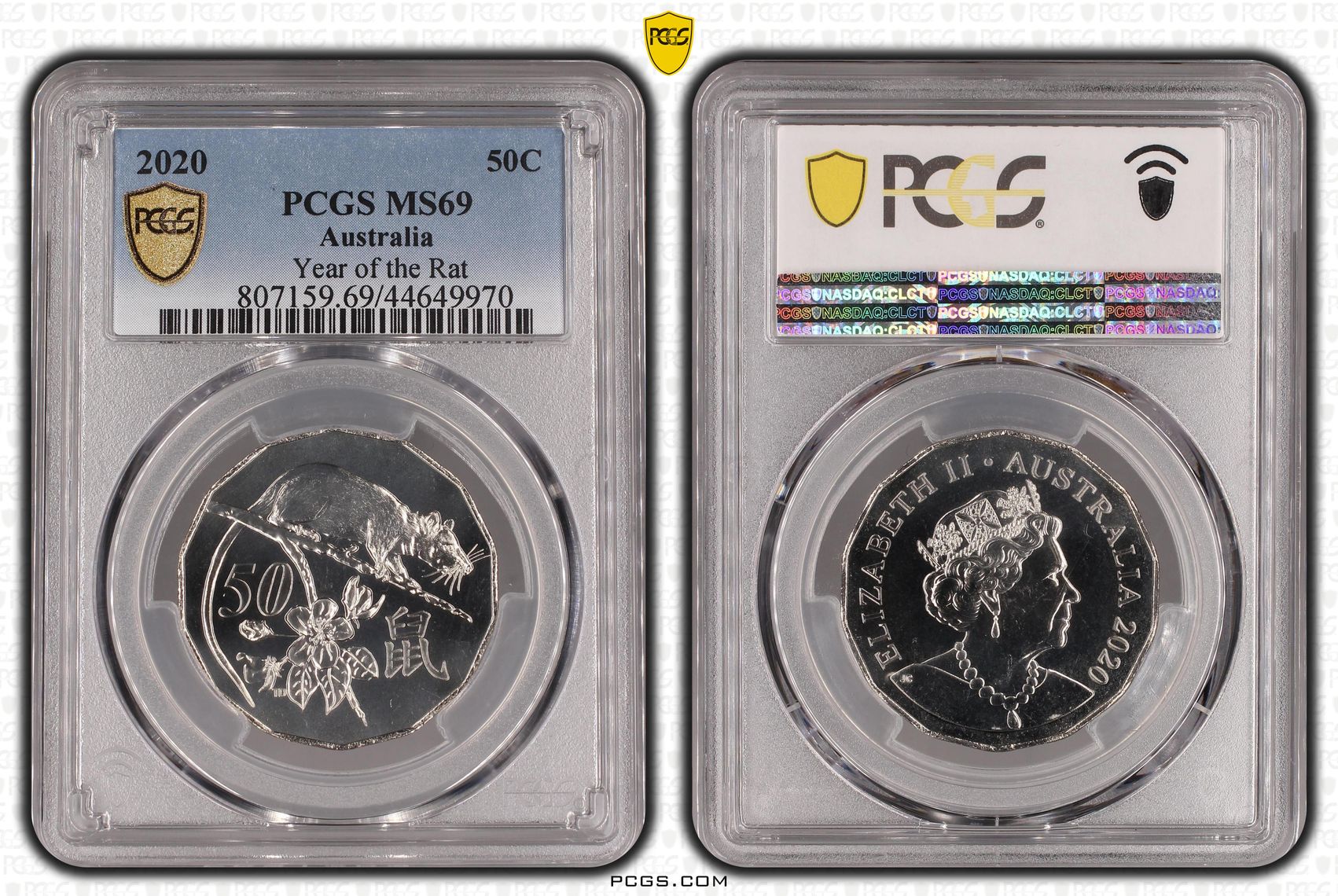 2020 Australia Fifty Cent, 50c Year of the Rat PCGS - MS69 POP 8/0 -970