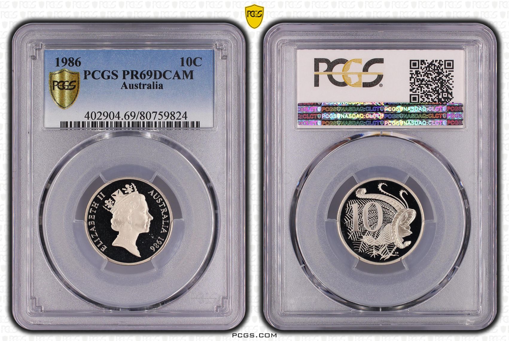 Elizabeth II, Ten Cent, 1986, PCGS PR69DCAM