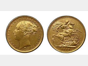 1879 Queen Victoria Young Head Melbourne Mint George & Dragon Gold Sovereign.