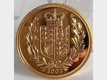 2002 ELIZABETH II GOLDEN JUBILEE SHIELD GOLD SOVEREIGN