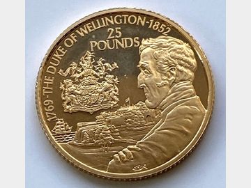 2002 ALDERNEY PROOF 25 POUND DUKE OF WELLINGTON