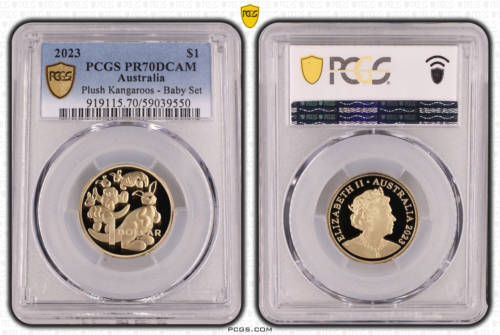 Plush Kangaroos - Baby Set, One Dollar, 2023, PCGS PR70DCAM