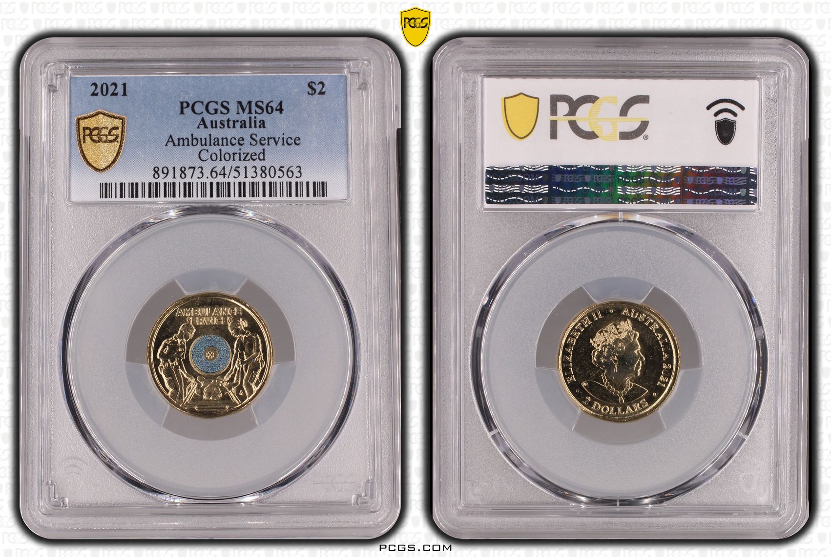 Ambulance Service - Colorized, Two Dollar, 2021, PCGS MS64
